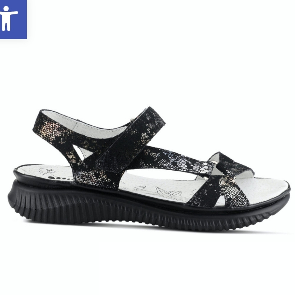 Spring Step Leather Sport Sandals Hermosa Black Multi Womens Size EU 38 US 7.5/8